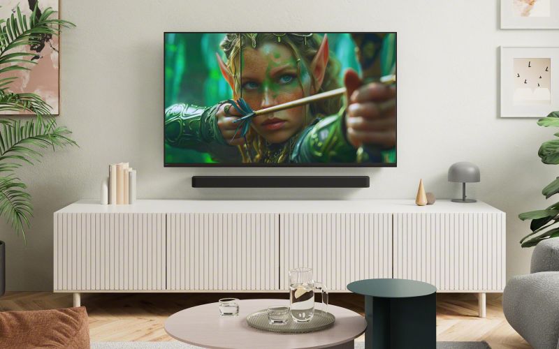 Living space with a wall-mounted Sony BRAVIA TV