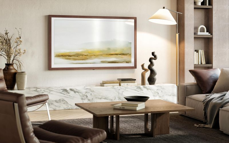 Framed Sony BRAVIA TV installed in an elegant living room